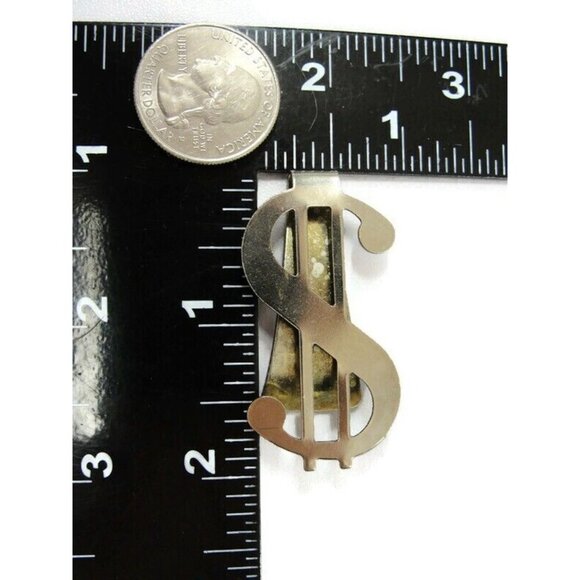 Vintage Dollar Sign Money Clip Silver Tone Men Wallet ID Credit Card Holder - Picture 5 of 6